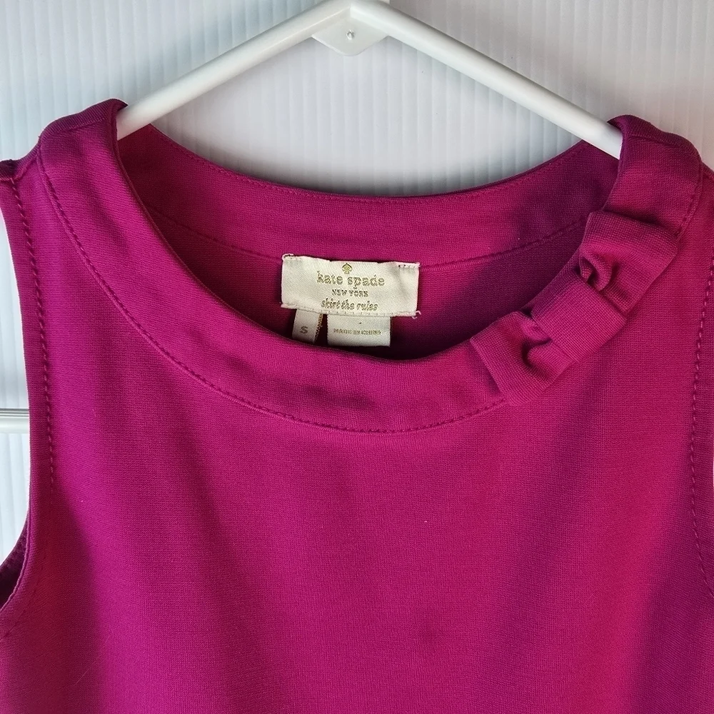 Kate Spade Girls Magenta Pink Bow Neck Peplum Sleeveless Top Size Small